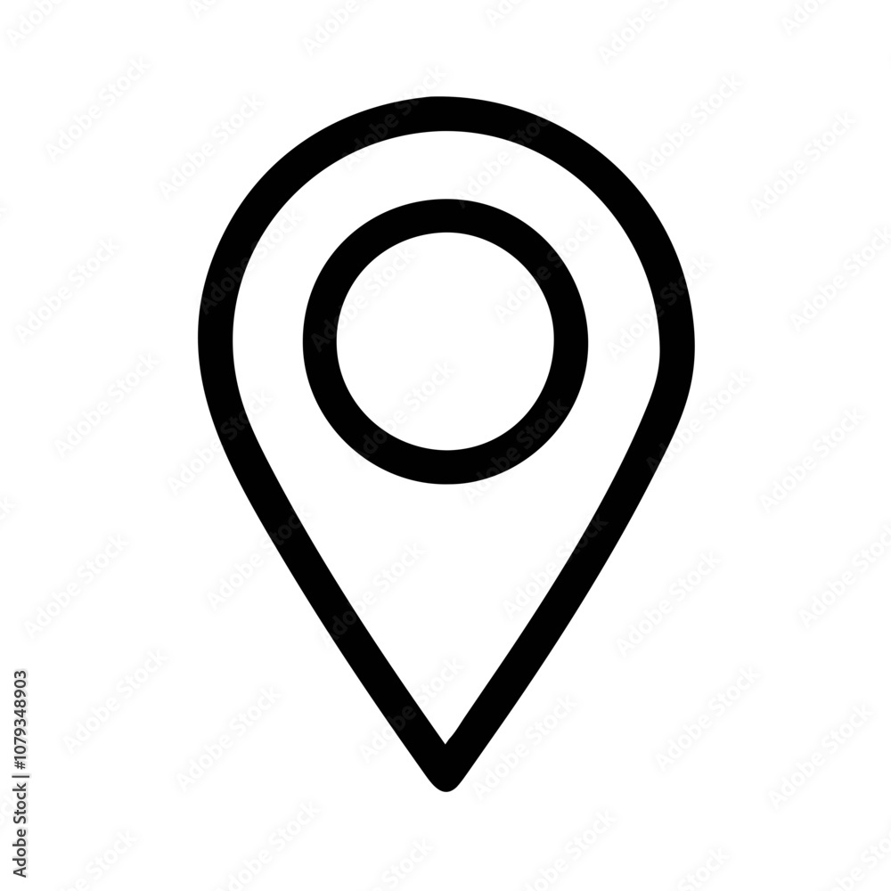 Poster stylized vector icon representing a location pin designed for navigation purposes, ideal for apps or