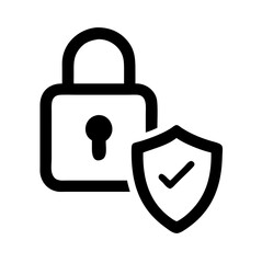 A vector icon featuring a lock shield symbolizing security and protection, embodying the concept of safeguarding digital information and confidentiality in modern technology