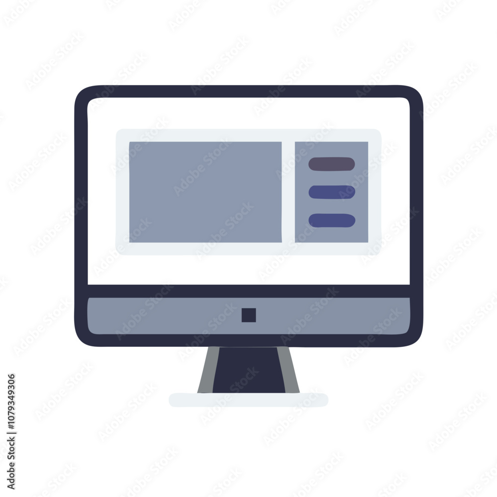 Poster computer monitor vector icon designed for digital workspace settings showcasing a simple, user-frien
