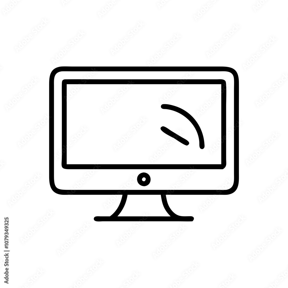 Poster a simple vector icon of a computer monitor showcasing a modern design, intended to represent technol