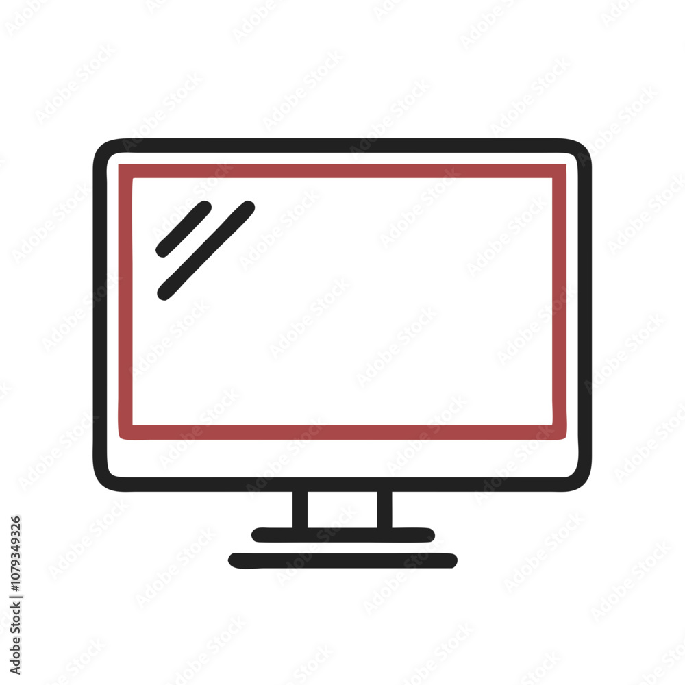 Poster vector icon of a computer monitor displaying a blank screen, suitable for various digital design app