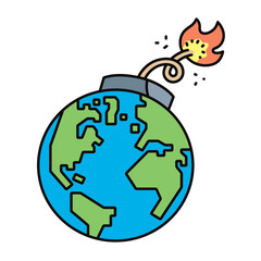 導火線のついた地球のイラスト