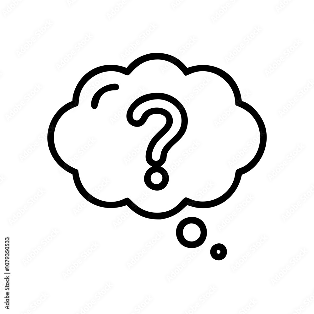 Poster a vector icon of a question bubble symbolizing inquiry and curiosity, designed in a minimalistic sty