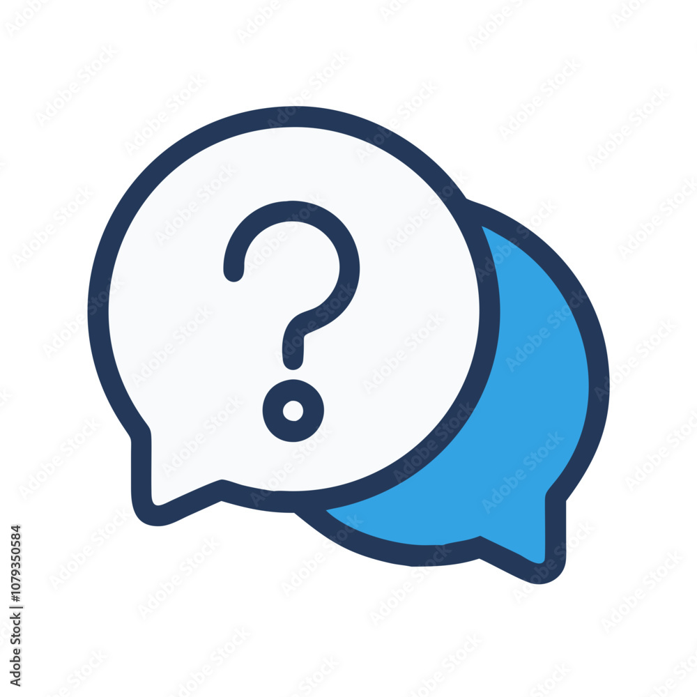 Poster a vector icon depicting a question bubble representing inquiry and dialogue, commonly used in digita