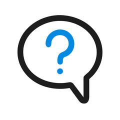 A vector icon depicting a question bubble representing inquiry, curiosity, and communication, suitable for chat applications or informative materials about FAQs
