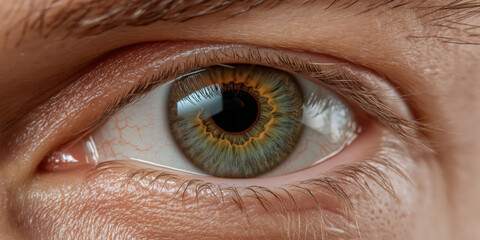 Fototapeta premium Close-up of human eye capturing intricate details and vivid colors
