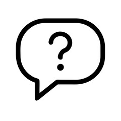 A minimalistic vector icon depicting a question bubble that symbolizes inquiries, communication, or discussions often used in digital platforms and applications