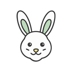 Fototapeta premium Cute vector illustration of a bunny head design featuring distinct ears and a friendly expression, perfect for spring-themed projects or children's artwork, pets, smiling, animals, decorative, element