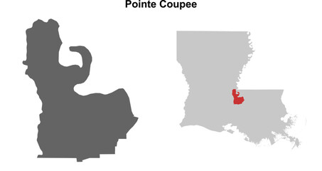 Pointe Coupee Parish (Louisiana) blank outline map set