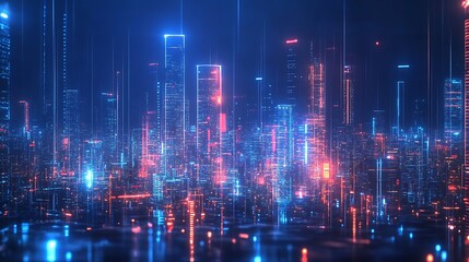 Fototapeta premium Urban landscape featuring smart city solutions for modern living.