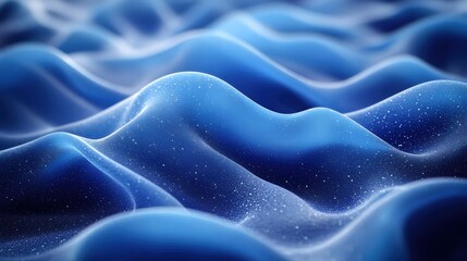 Abstract Blue Waves with White Dots 3D Render