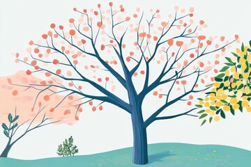 Illustration of a bare tree anticipating the arrival of summer and spring