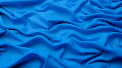 Obraz premium The texture of blue wavy fabric in ripples. Generative AI