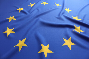 Flag of European Union as background, closeup