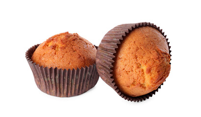Two delicious sweet muffins isolated on white