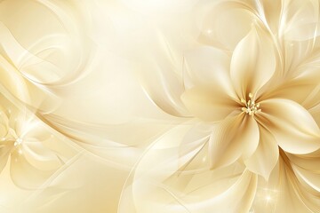 Abstract floral vector background with soft gold and cream tones and swirling patterns