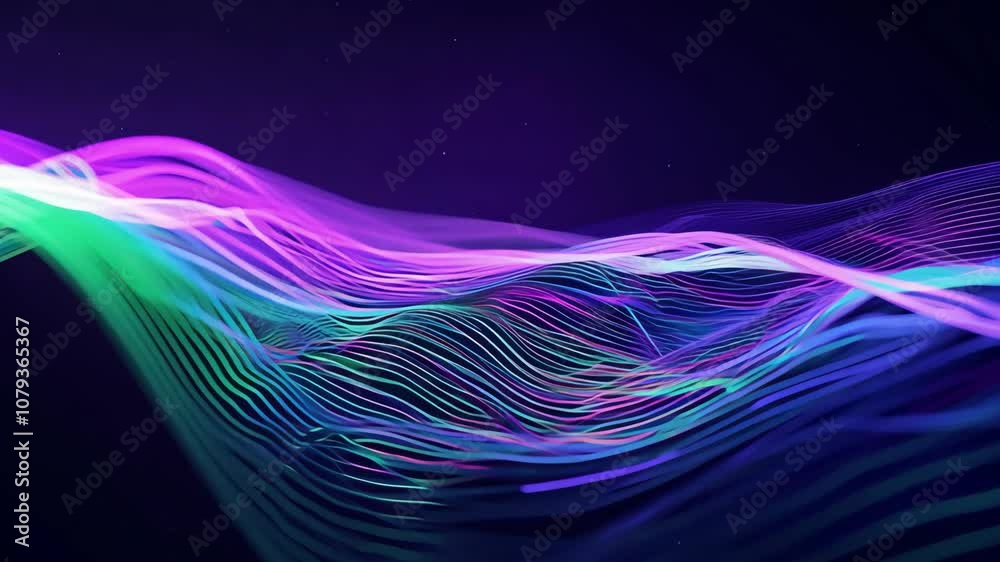 Canvas Prints data waves. modern neon abstract backdrop. virtual animated cyberspace.