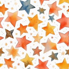 Obraz premium Stars watercolor seamless pattern illustration for kids
