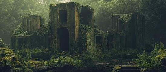 Haunting remnants of an abandoned military settlement surrounded by overgrown vegetation a glimpse into history