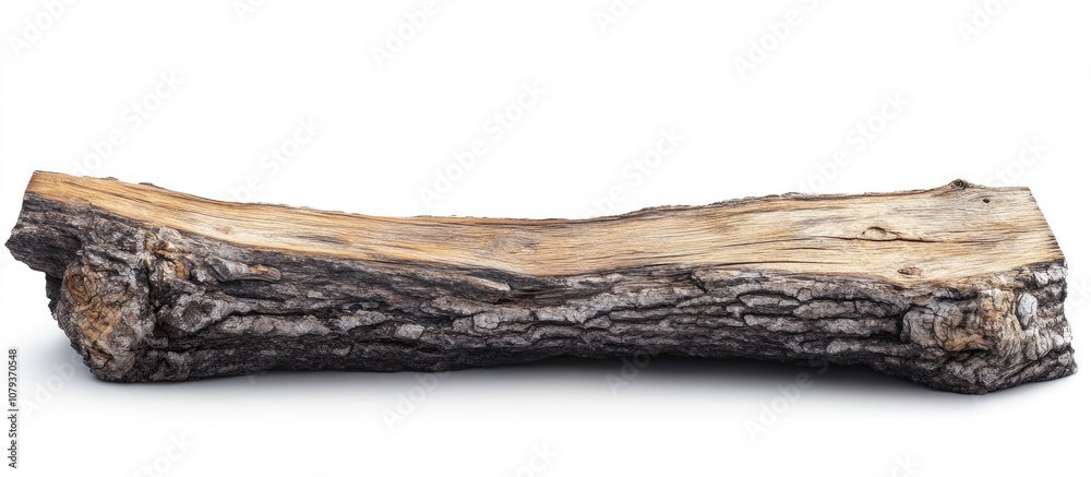 Wall mural isolated empty log table corner against a white background perfect for showcasing products or design