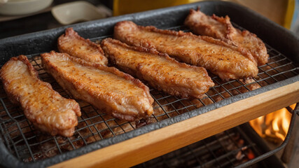 Meat fried pork in roasting  