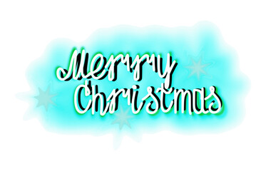 Volumetric handwritten text, background, blue cloud, color drawing, holiday decoration