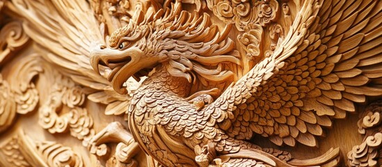 Intricate decorative wood carving showcasing traditional craftsmanship and cultural heritage