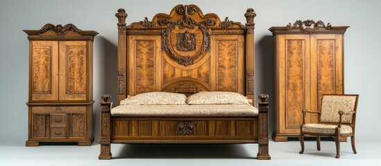 Historical bedroom furniture showcasing exquisite craftsmanship and rich heritage ideal for educational exhibits and cultural appreciation