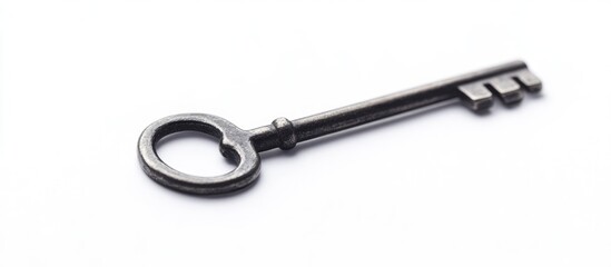 Lease agreement document with a key resting on a clean white background representing rental and property management