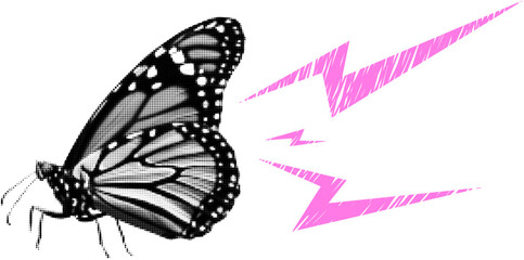 Butterfly Collage with Doodle Lightning