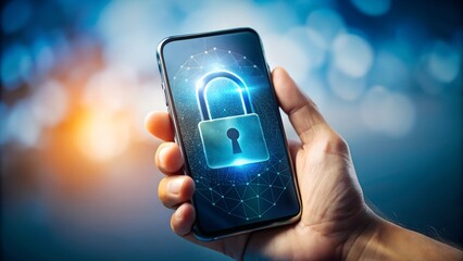 Close-up of a hand holding a locked smartphone, symbolizing personal data protection