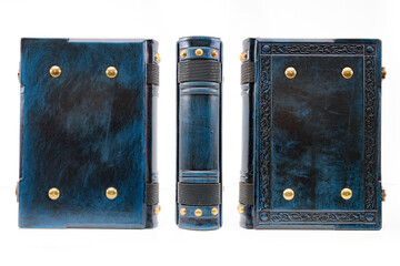 old blue leather book captured isolated