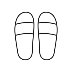Pair Of Bedtime Slippers Line Icon. Comfortable Footwear For Indoor Relaxation Outline Symbol. Editable Stroke. Isolated Vector Illustration