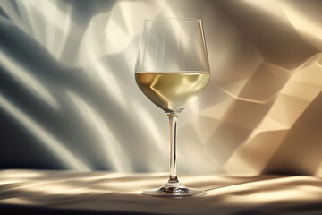 Elegant white wine glass on a table
