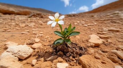Withered Beauty Blooming in Harsh Desert Landscape