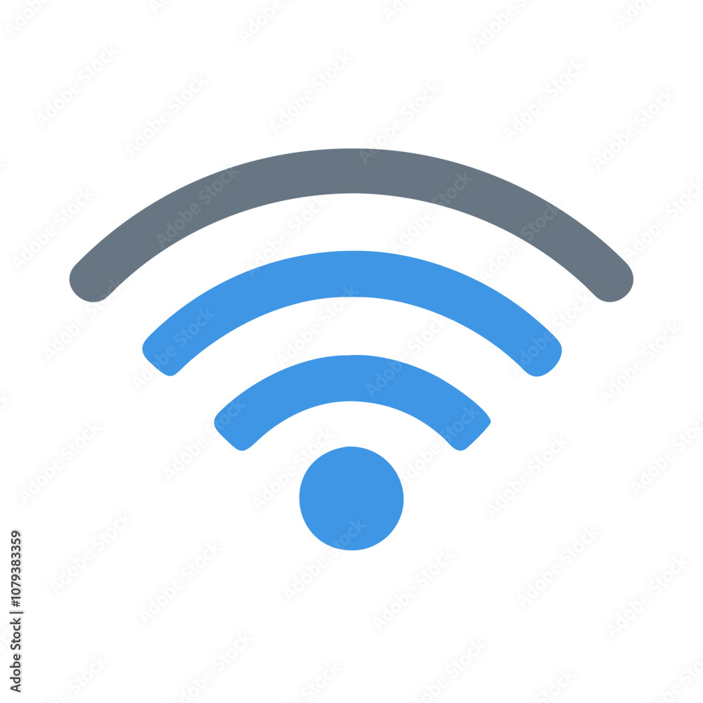 Poster a modern vector icon representing wireless connectivity with curved lines and a central dot, symboli