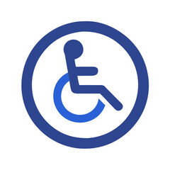 A simple vector icon representing a wheelchair symbol, commonly used to indicate accessible facilities and services for individuals with mobility challenges in urban environments