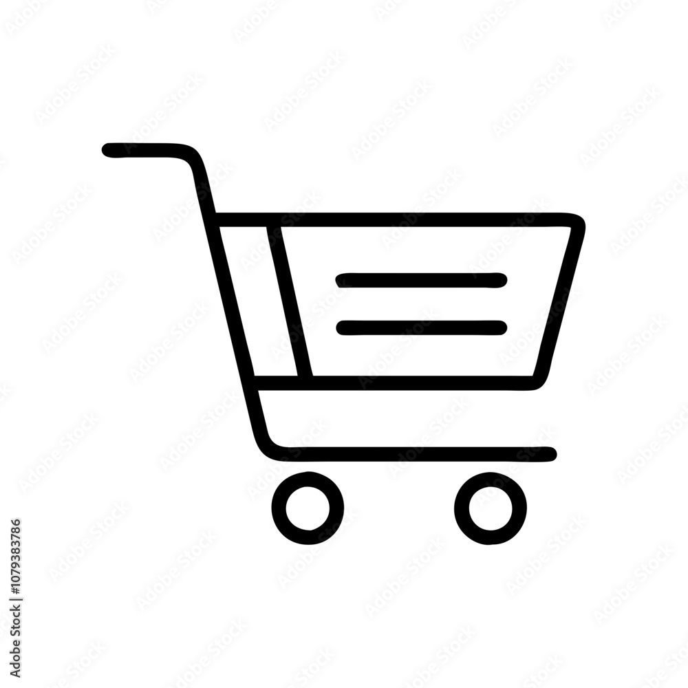 Poster simple vector icon of a shopping cart designed for online retail, showcasing a minimalist style suit
