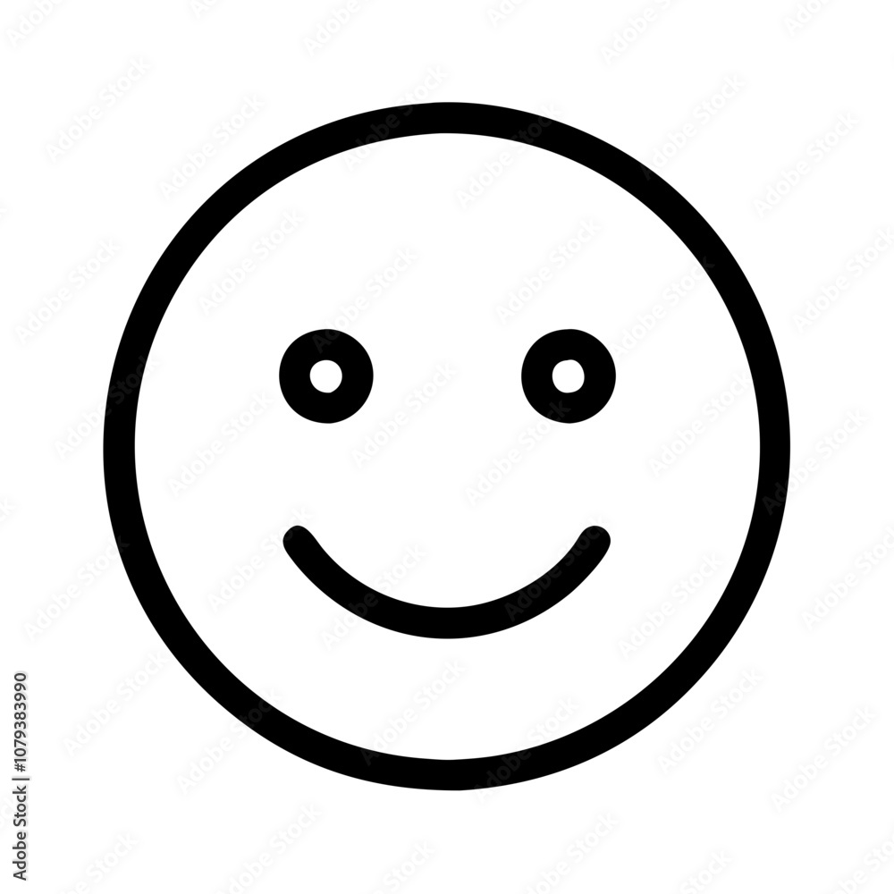 Poster a simple vector icon depicting a smiley face with round features, showcasing a friendly expression i
