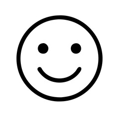 A simple vector icon featuring a smiley face designed to convey happiness and positivity, perfect for use in digital communication tools and graphic design projects