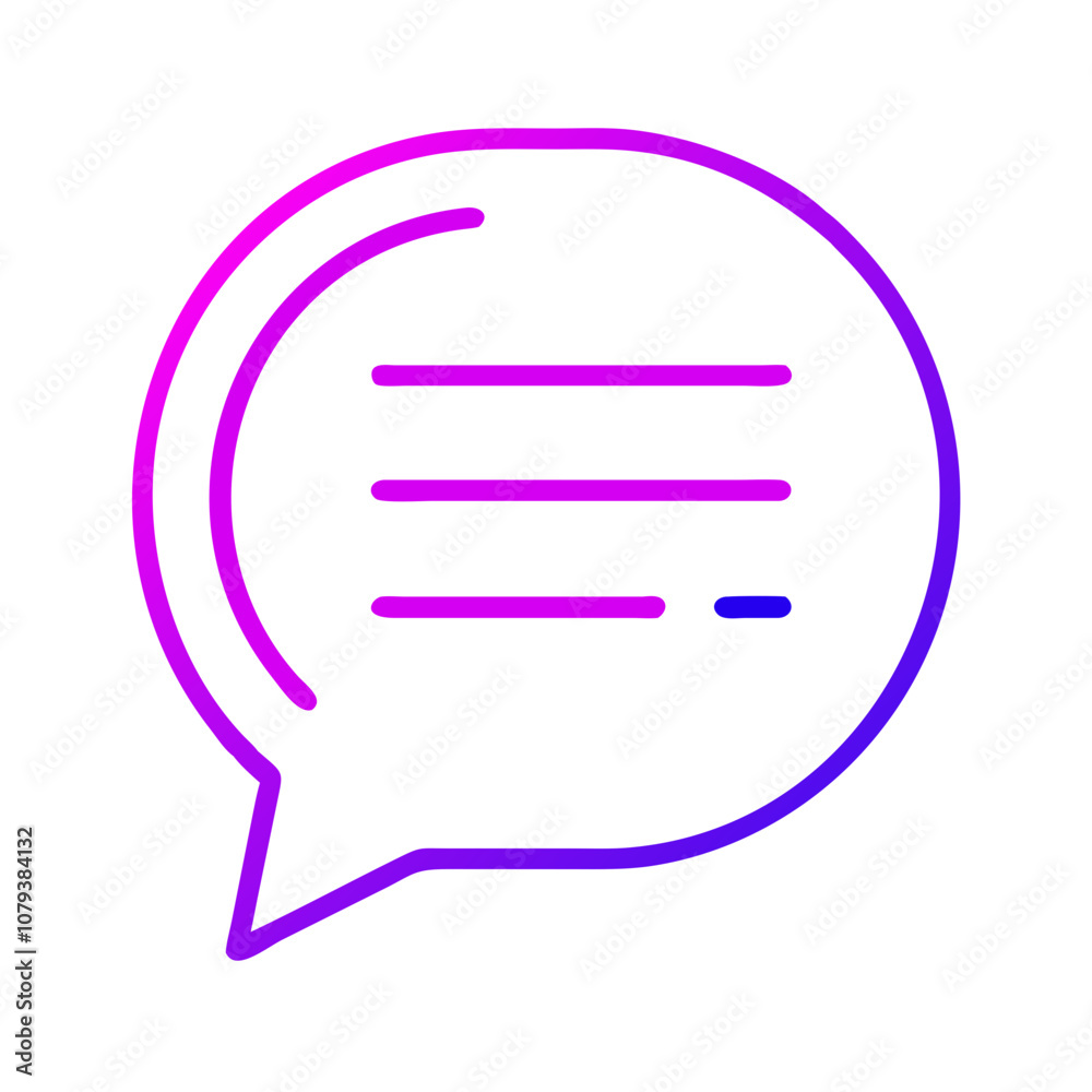 Poster a vibrant vector icon depicting a speech bubble with horizontal lines representing text, ideal for c