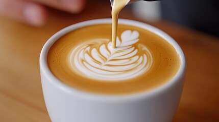 Barista Craftsmanship in Latte Art with Rosette Shape