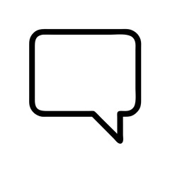 A basic vector icon of a speech bubble representing communication, dialogue, or conversation, suitable for digital design projects and user interface applications