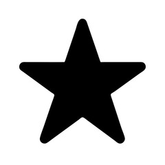 A simple black star vector icon representing achievement, recognition, and excellence in design, illustrating a universal symbol used in various contexts