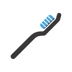 A simple vector icon of a toothbrush designed for dental care, showcasing soft bristles and a sleek handle, emphasizing hygiene and daily cleanliness routines