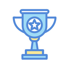 A blue trophy with a star emblem, representing achievement and success, suitable for awards, competitions, and recognition ceremonies in a modern vector style