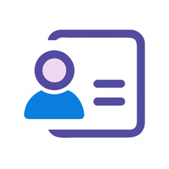 Vector icon representing a user profile with a silhouette and information layout, perfect for illustrating online accounts, social media, and digital identity management