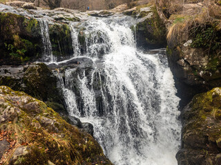 Aira Force waterfalls in the Lake District National Park, England in Autumn