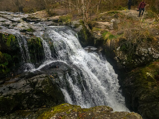 Aira Force waterfalls in the Lake District National Park, England in Autumn
