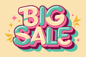 Obraz premium “big sale” in a cute pink cartoon girly style. Vector font